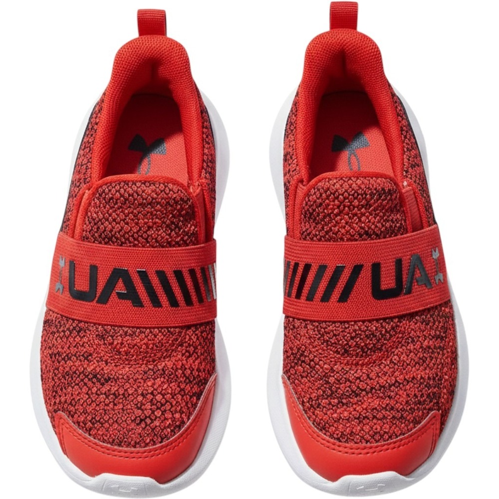 Under Armour RunPlay Kids Red Black Slip On Running Shoes 3026529-600 Size 12K